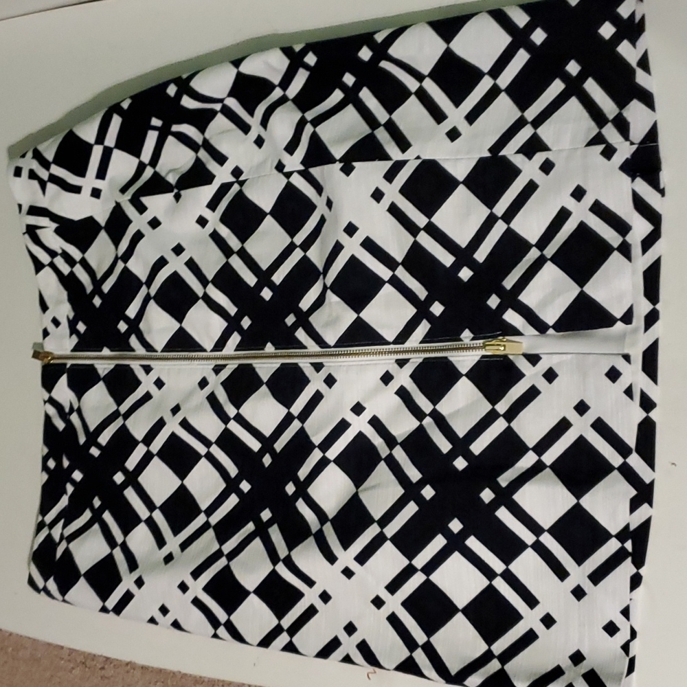 Talbots Black and White Plaid Midi Skirt